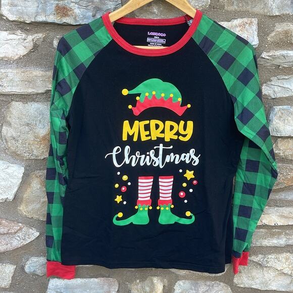 Merry Christmas Elf 2-piece pajama set black green size youth small - Picture 3 of 9
